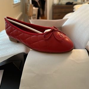 Red Quilted Ballet Flats